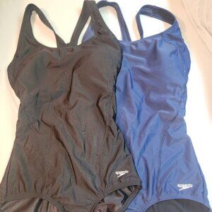 2- womens size 8 one piece speedo navy/black